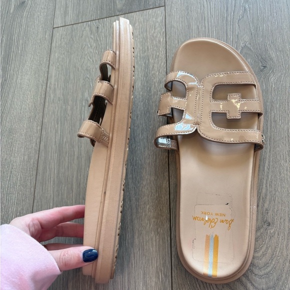 Sam Edelman Valeri Patent Leather Slides Tan Brown Slip On Size 10.5 - Picture 5 of 8